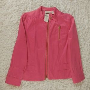 NWT Chicos soft pink/coral lined Moto jacket